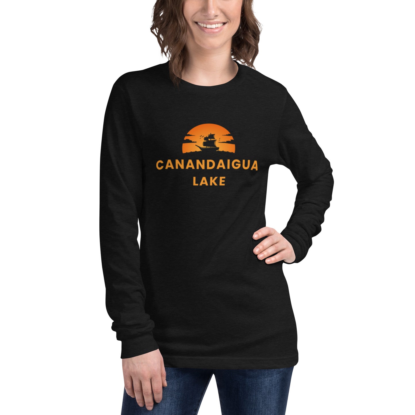 Unisex Long Sleeve Tee - Canandaigua Lake Blue Sailboat