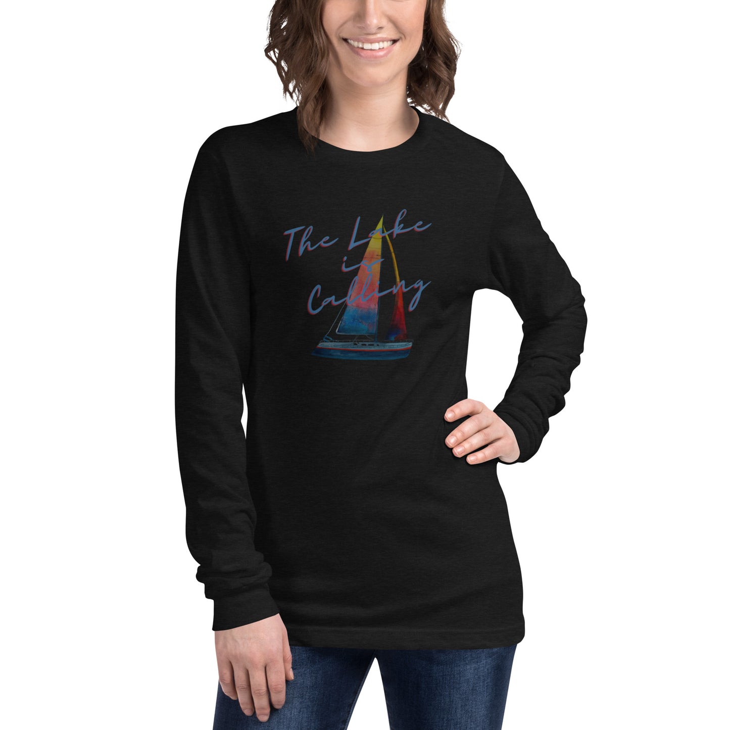 Unisex Long Sleeve Tee - The Lake is Calling Sailboat 2