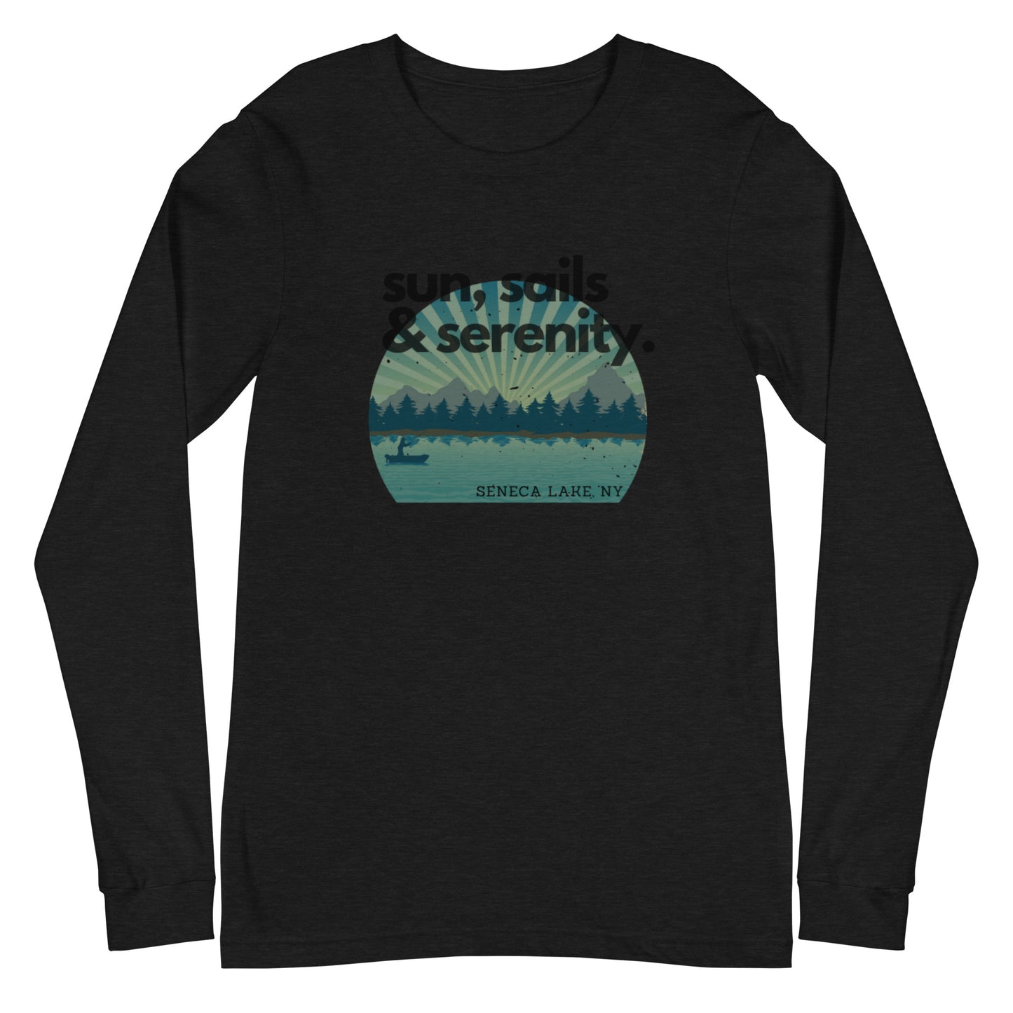 Unisex Long Sleeve Tee - Seneca Lake Sun, Sails & Serenity