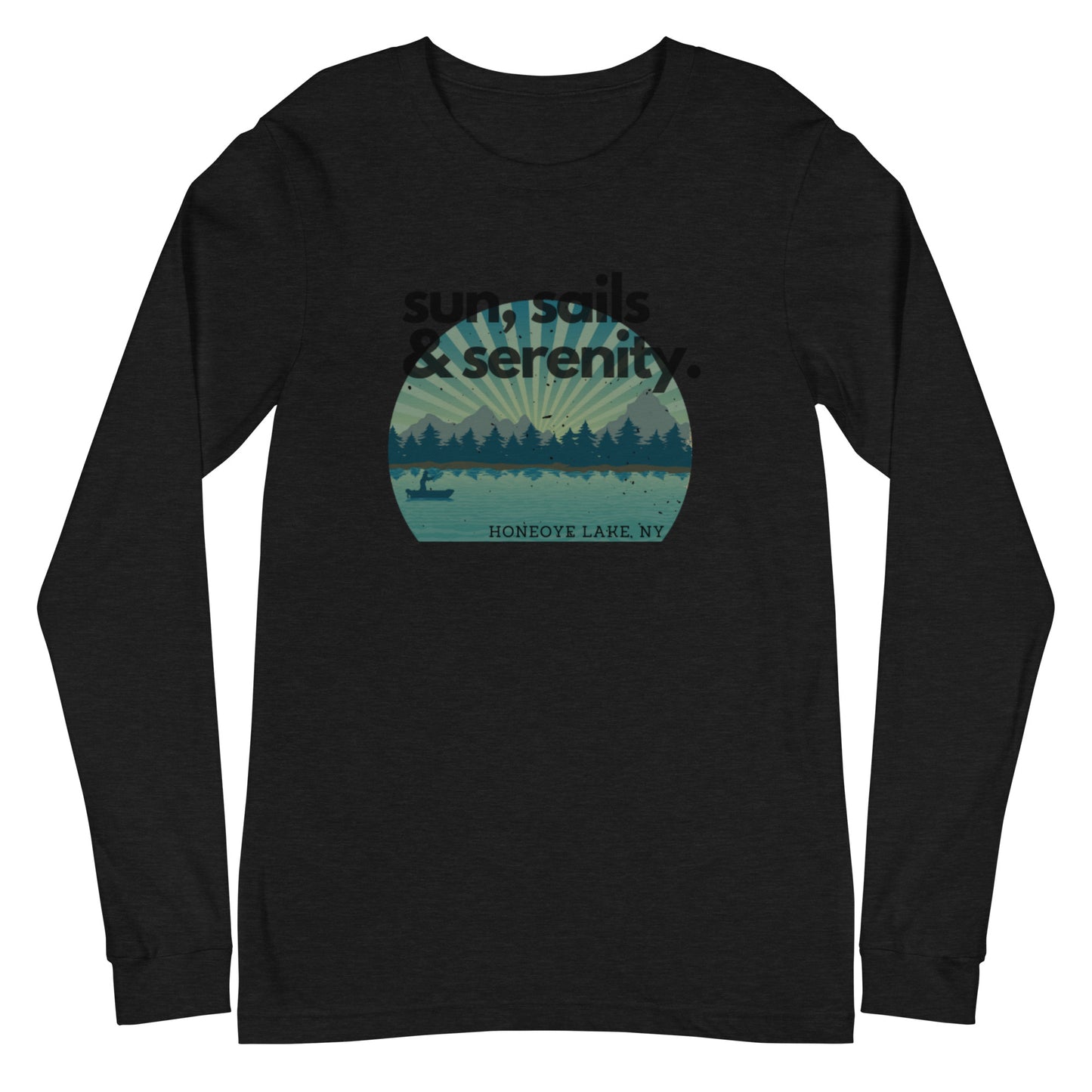 Unisex Long Sleeve Tee - Honeoye Lake Sun, Sails & Serenity