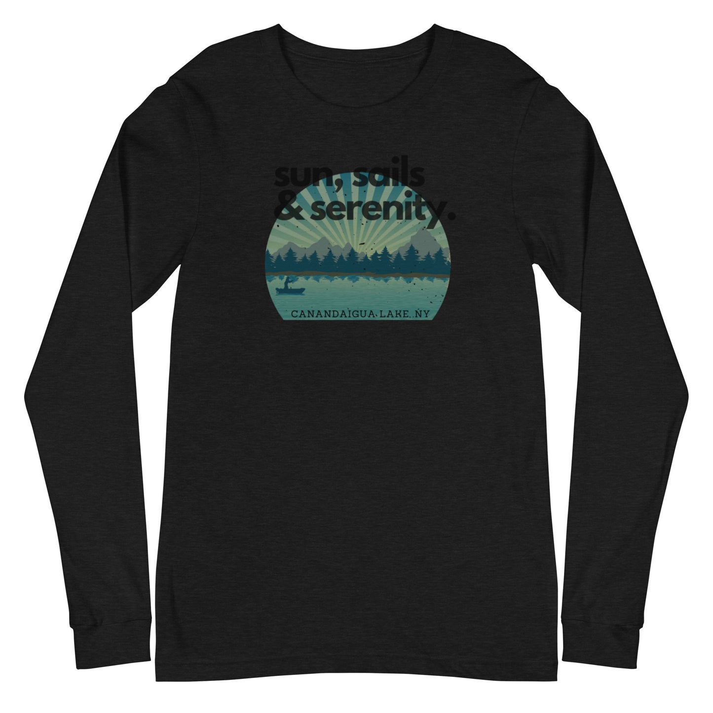 Unisex Long Sleeve Tee - Canandaigua Lake Sun, Sails & Serenity