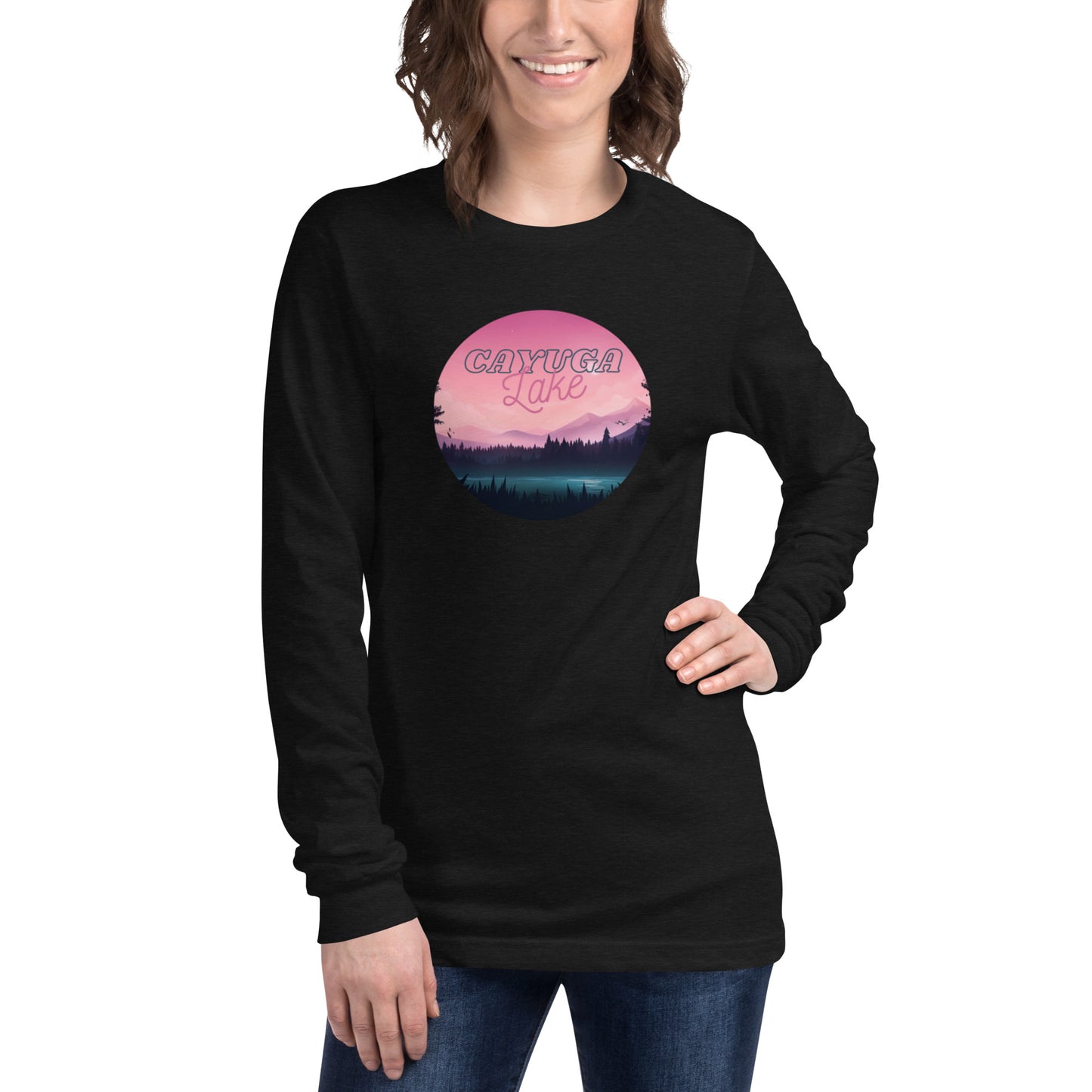 Unisex Long Sleeve Tee - Cayuga Lake pink sky