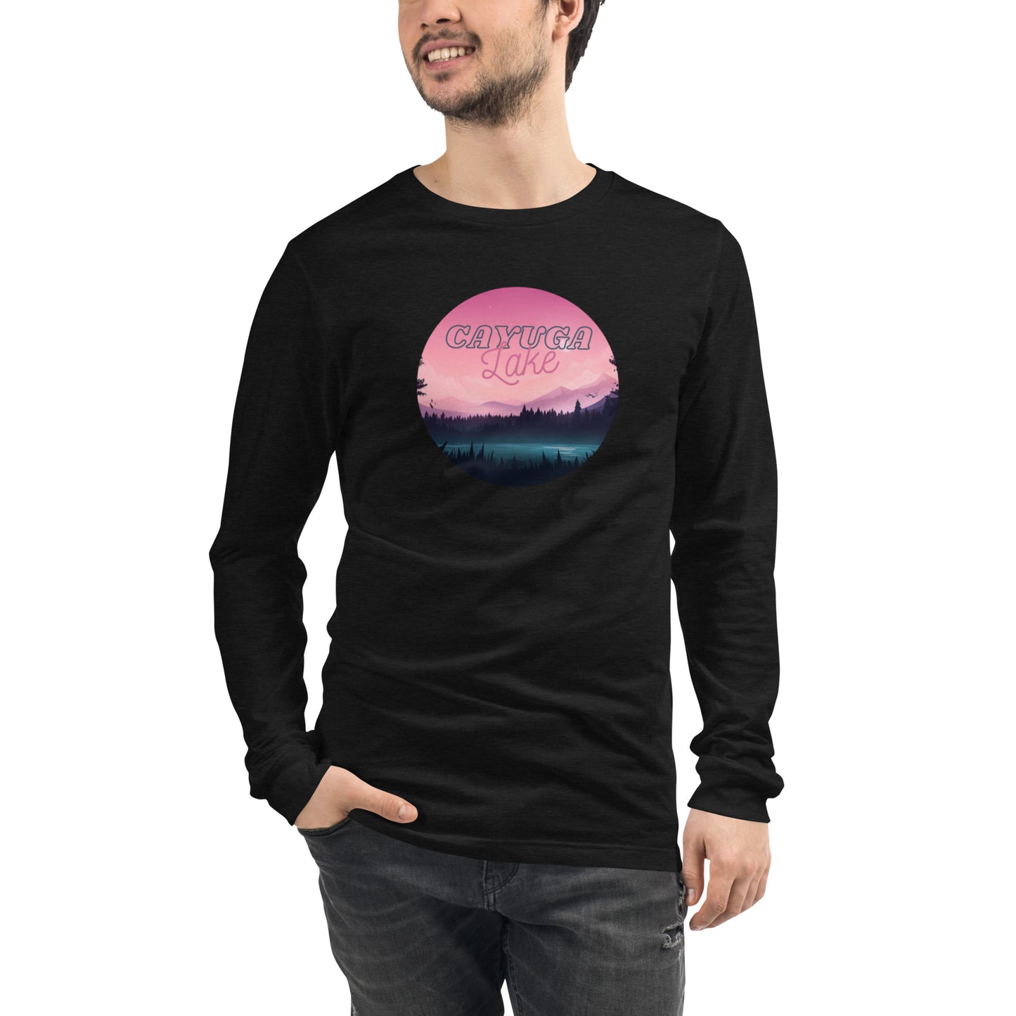 Unisex Long Sleeve Tee - Cayuga Lake pink sky