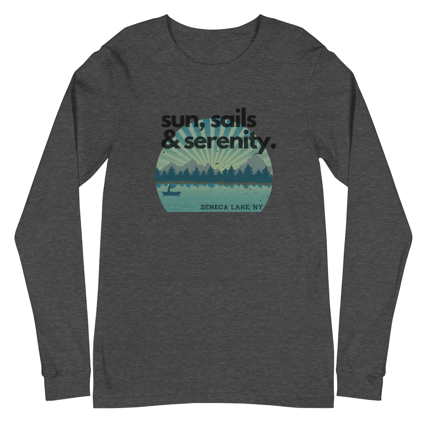 Unisex Long Sleeve Tee - Seneca Lake Sun, Sails & Serenity