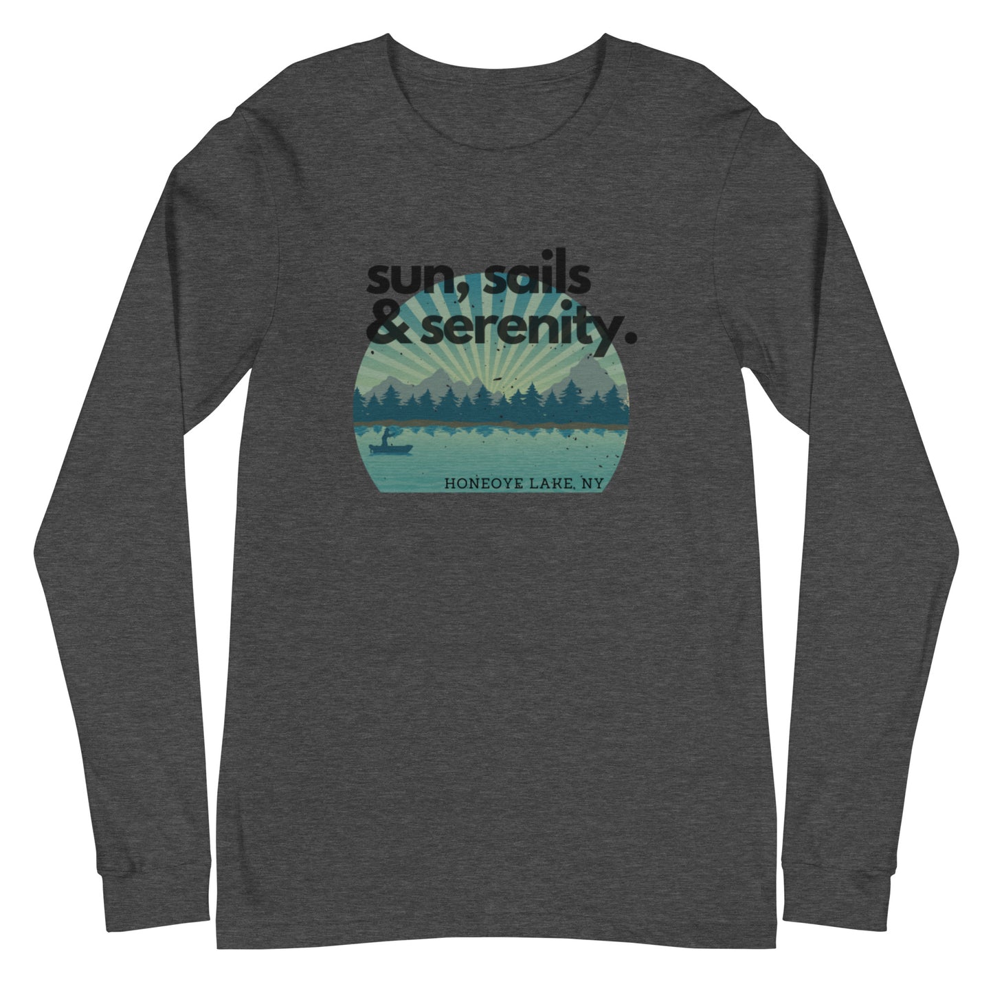 Unisex Long Sleeve Tee - Honeoye Lake Sun, Sails & Serenity