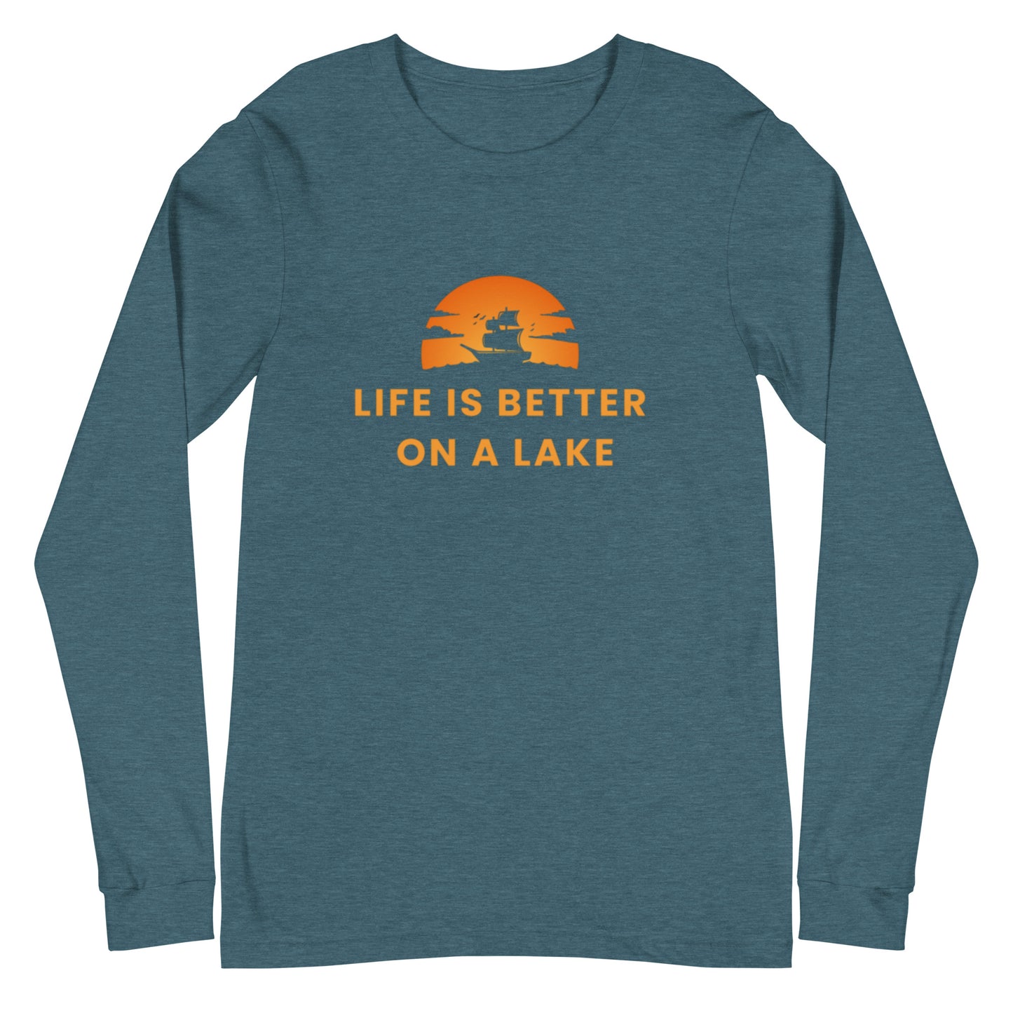 Life is Better on a Lake Sailboat in the Sunset Unisex Long Sleeve Tee