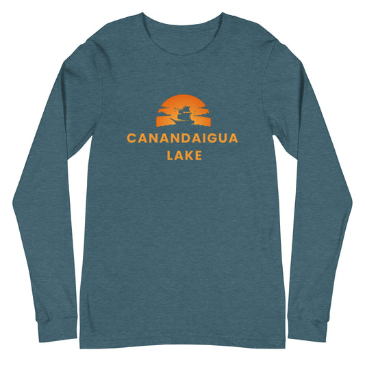 Unisex Long Sleeve Tee - Canandaigua Lake Blue Sailboat