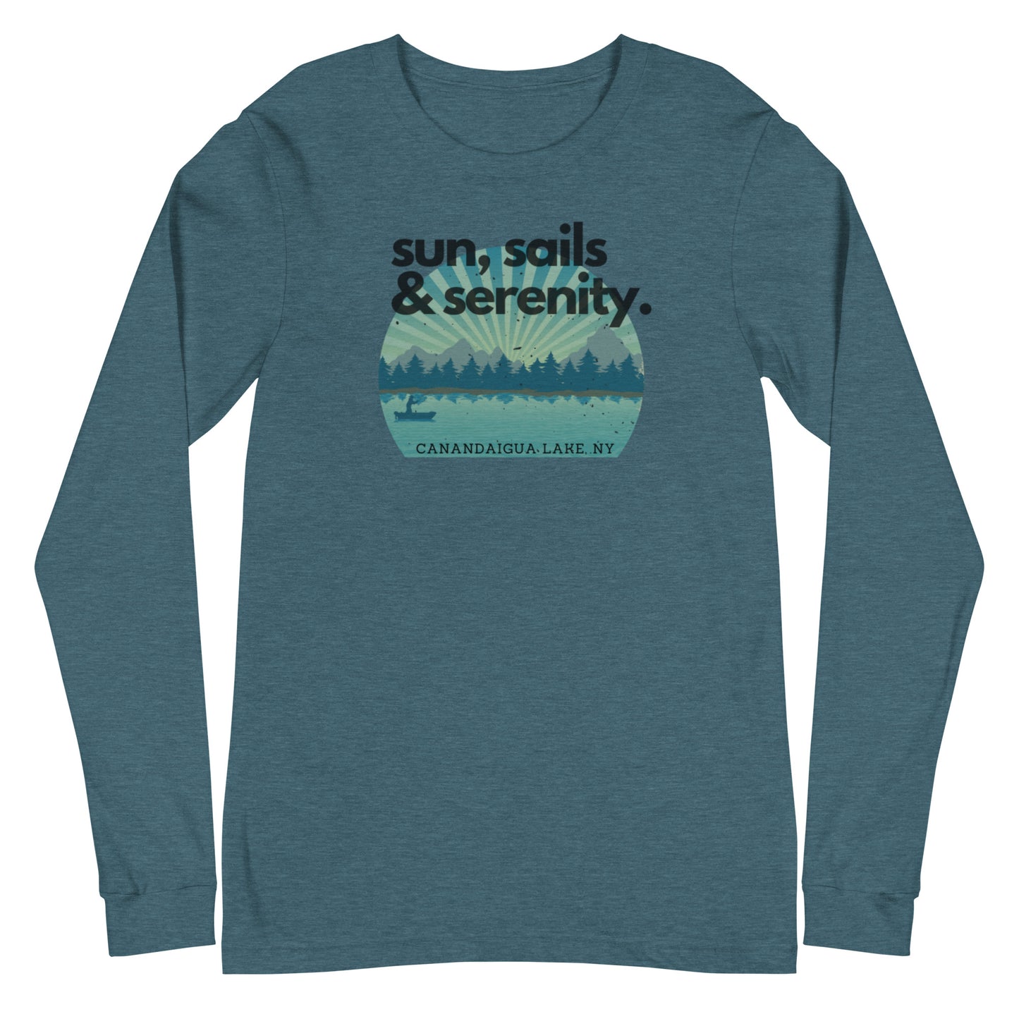 Unisex Long Sleeve Tee - Canandaigua Lake Sun, Sails & Serenity