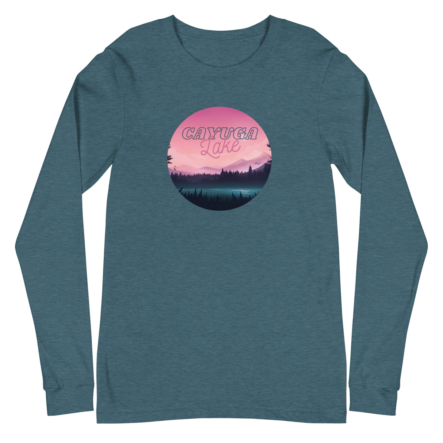 Unisex Long Sleeve Tee - Cayuga Lake pink sky