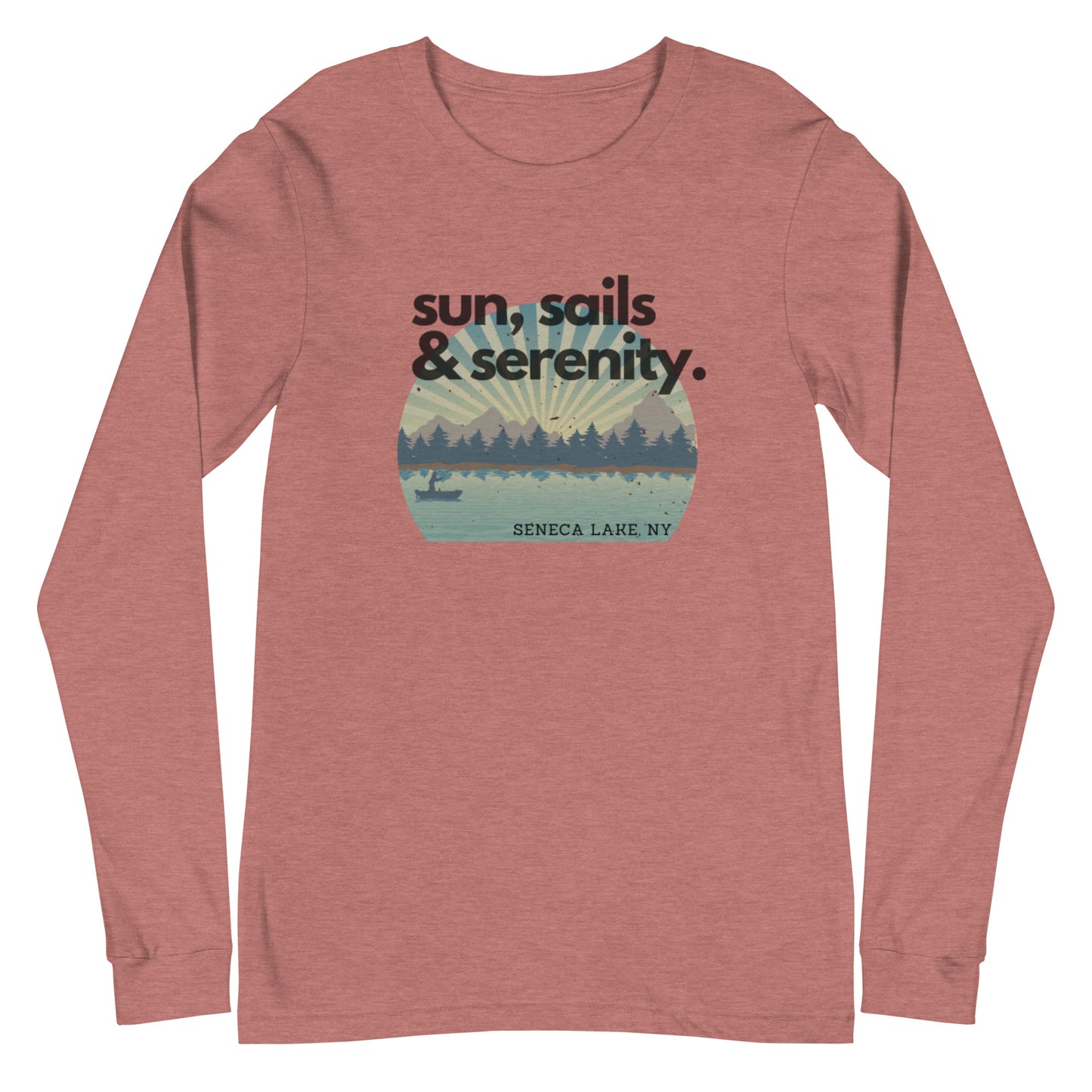 Unisex Long Sleeve Tee - Seneca Lake Sun, Sails & Serenity