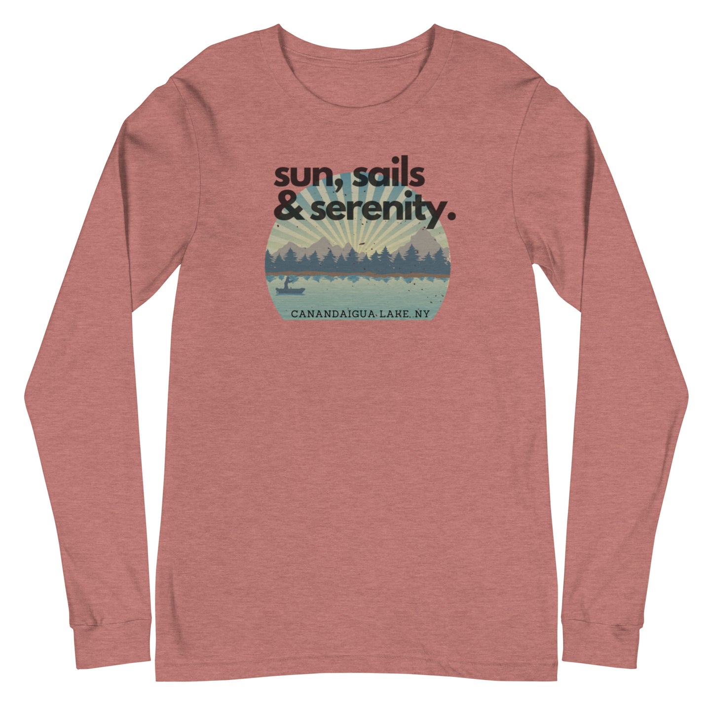 Unisex Long Sleeve Tee - Canandaigua Lake Sun, Sails & Serenity