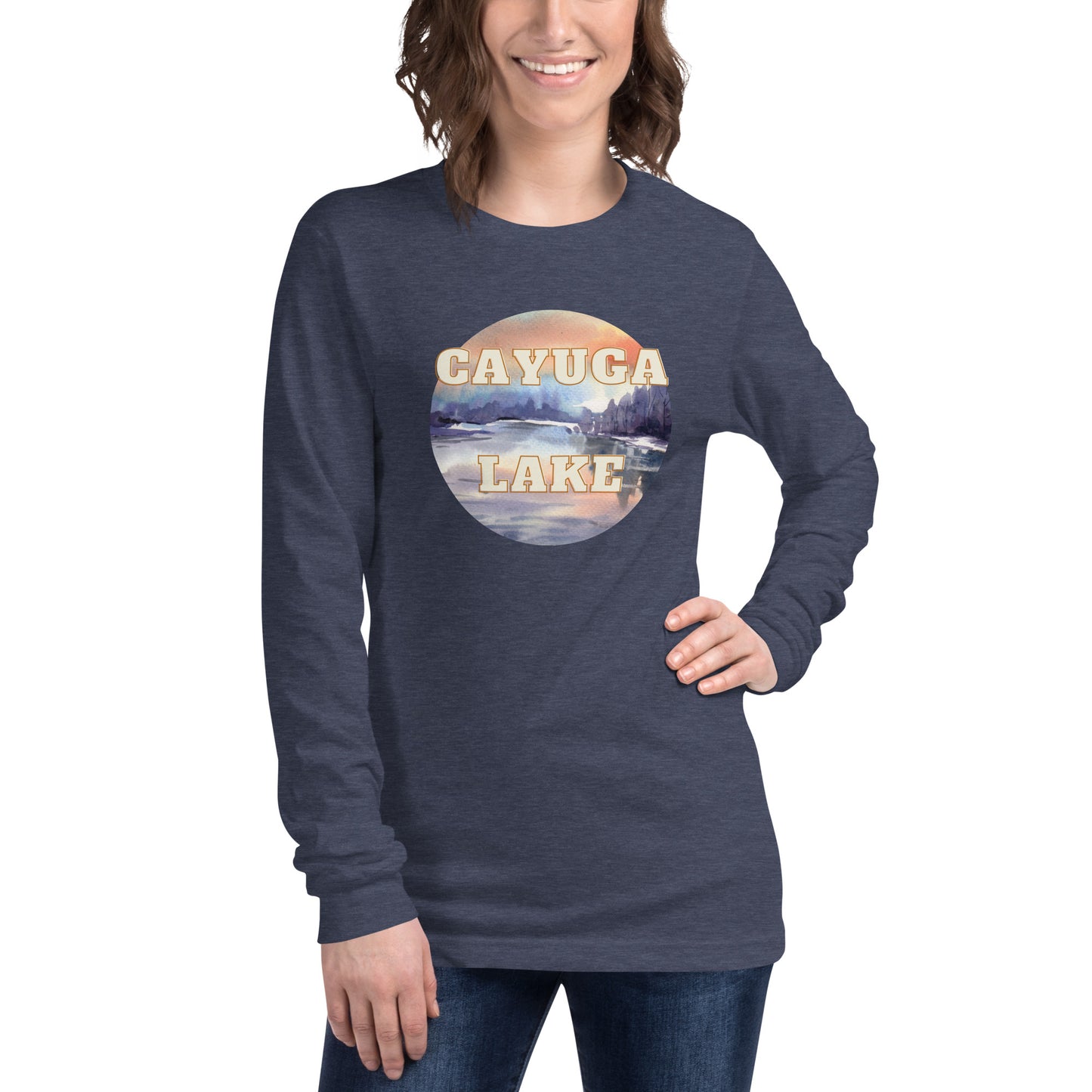 Unisex Long Sleeve Tee - Cayuga Lake watercolors