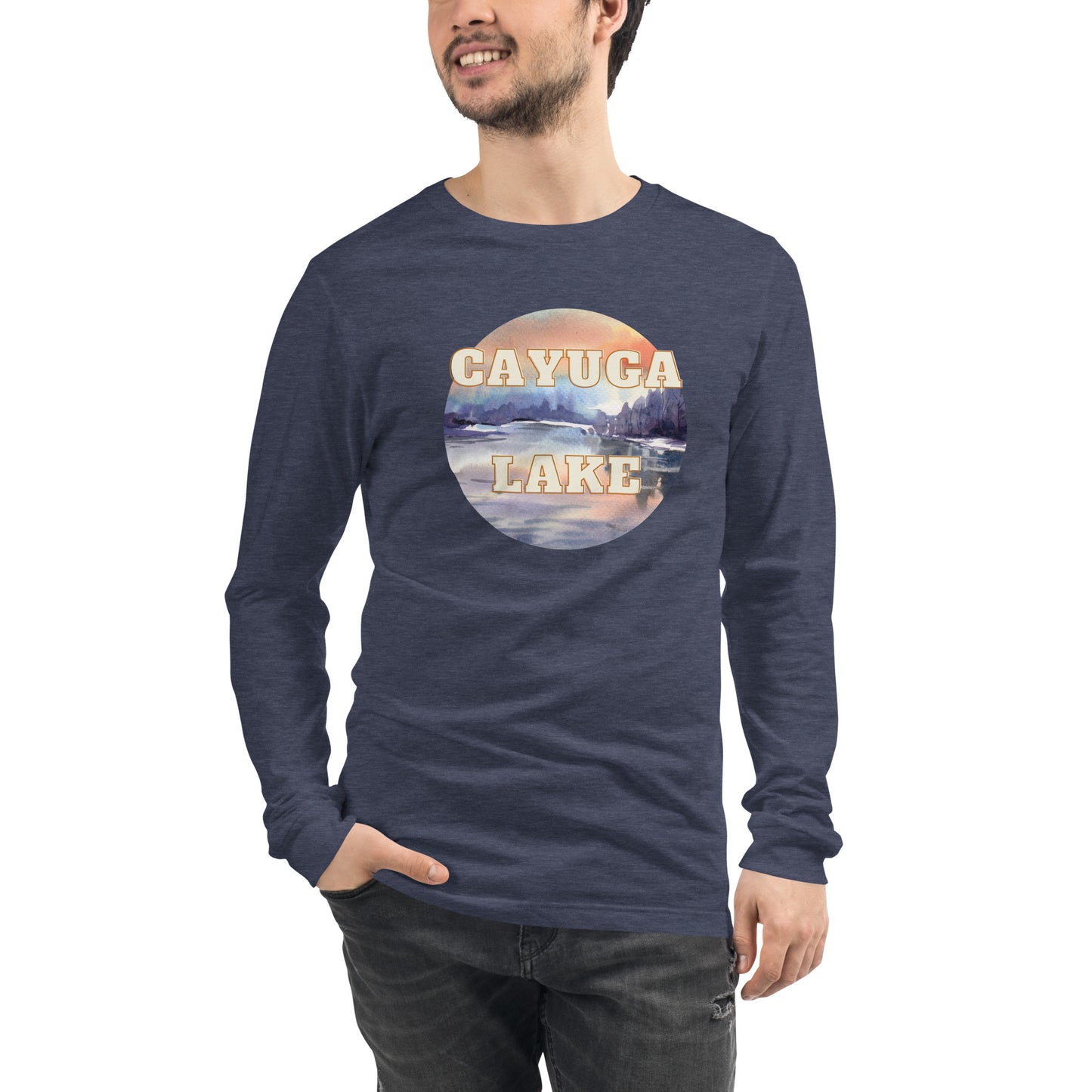 Unisex Long Sleeve Tee - Cayuga Lake watercolors