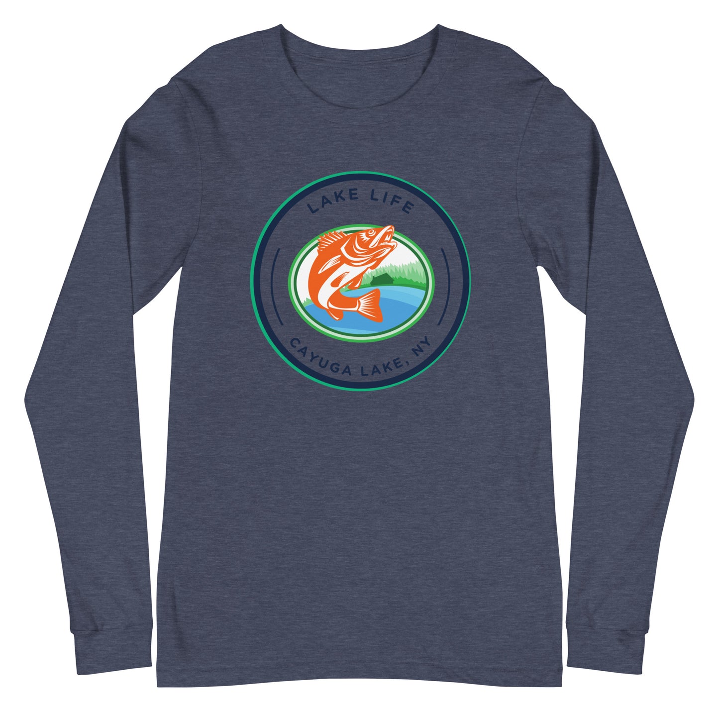 Unisex Long Sleeve Tee - Cayuga Lake Lake Life orange fish