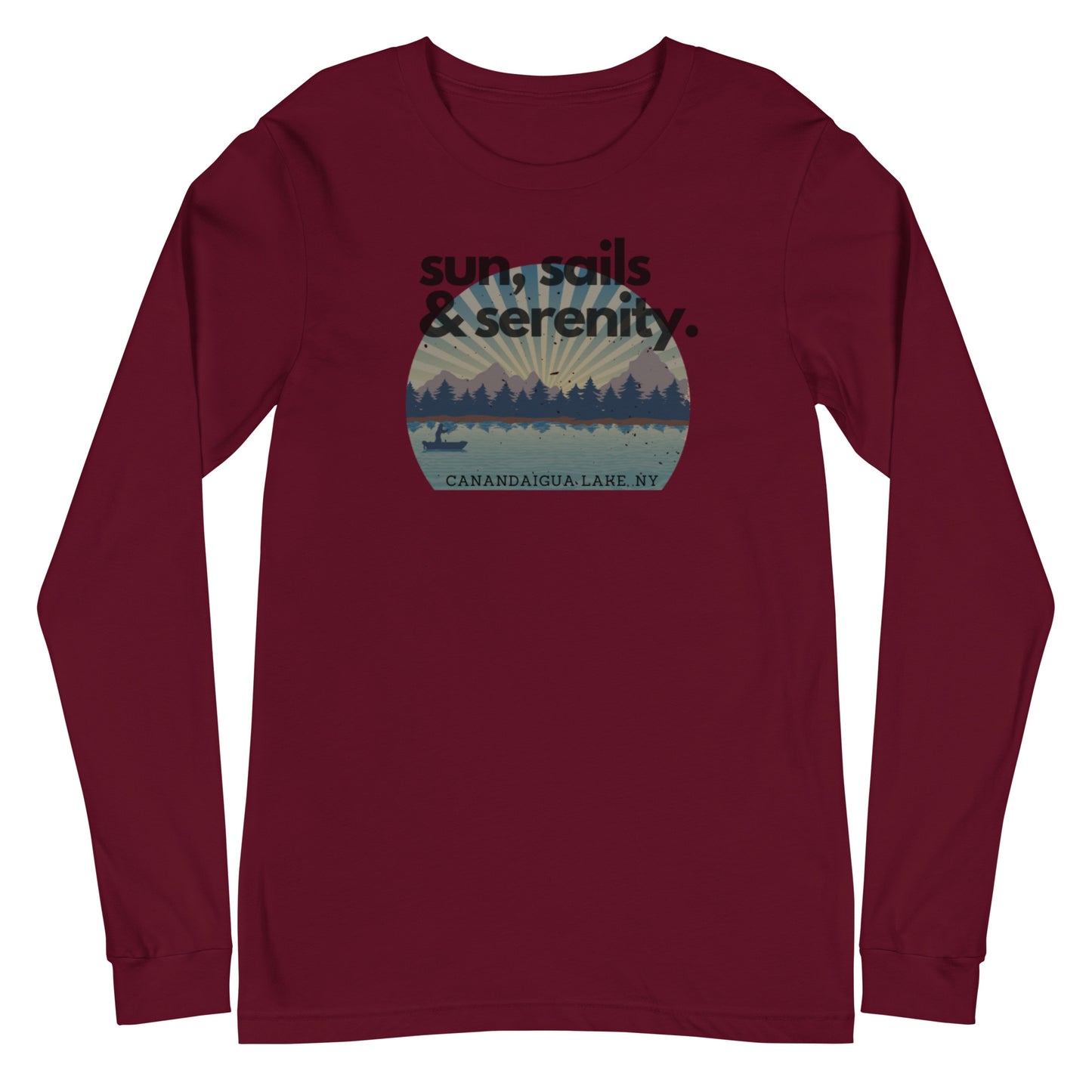 Unisex Long Sleeve Tee - Canandaigua Lake Sun, Sails & Serenity