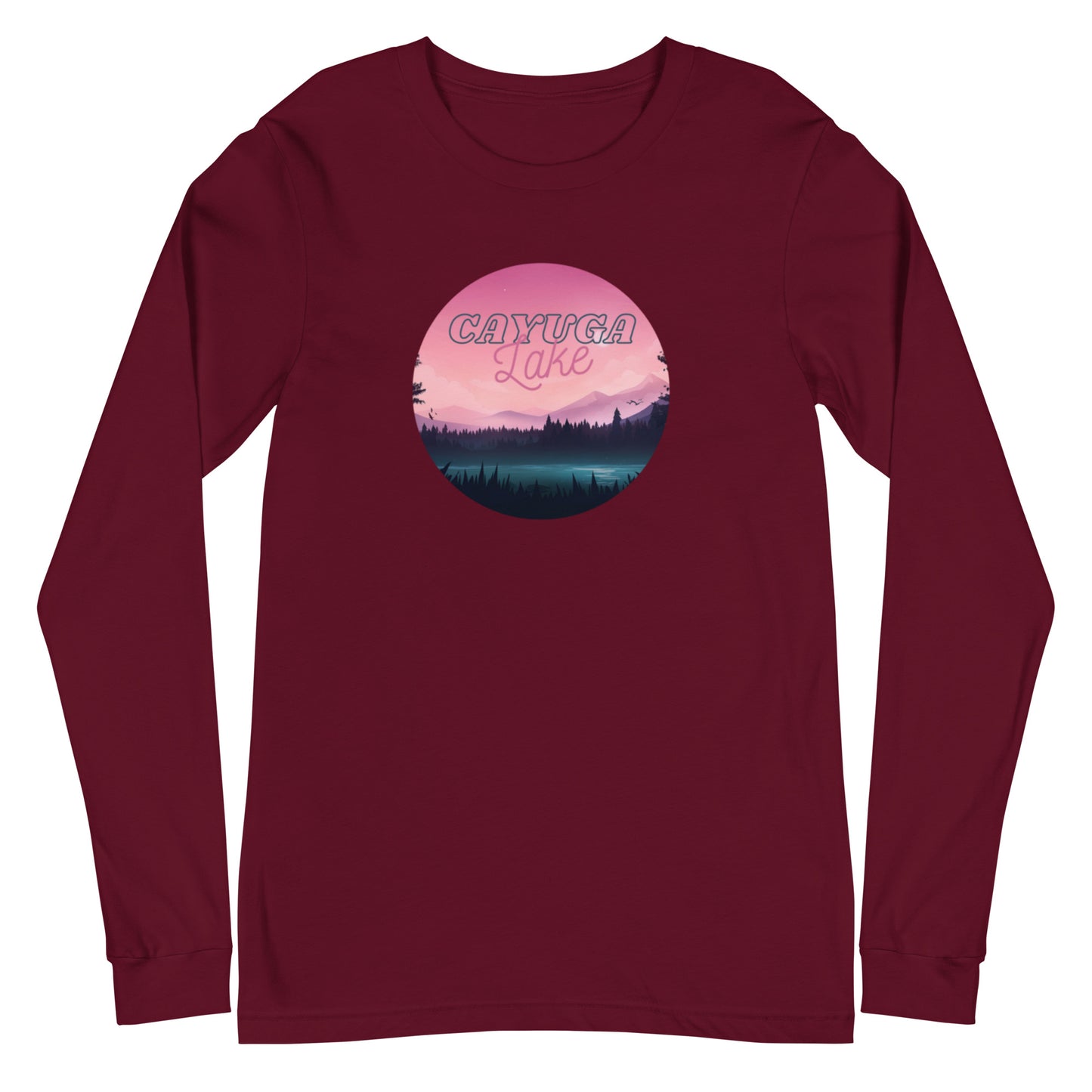 Unisex Long Sleeve Tee - Cayuga Lake pink sky