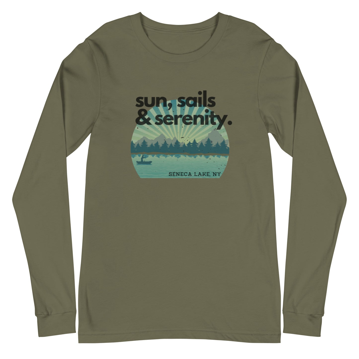 Unisex Long Sleeve Tee - Seneca Lake Sun, Sails & Serenity