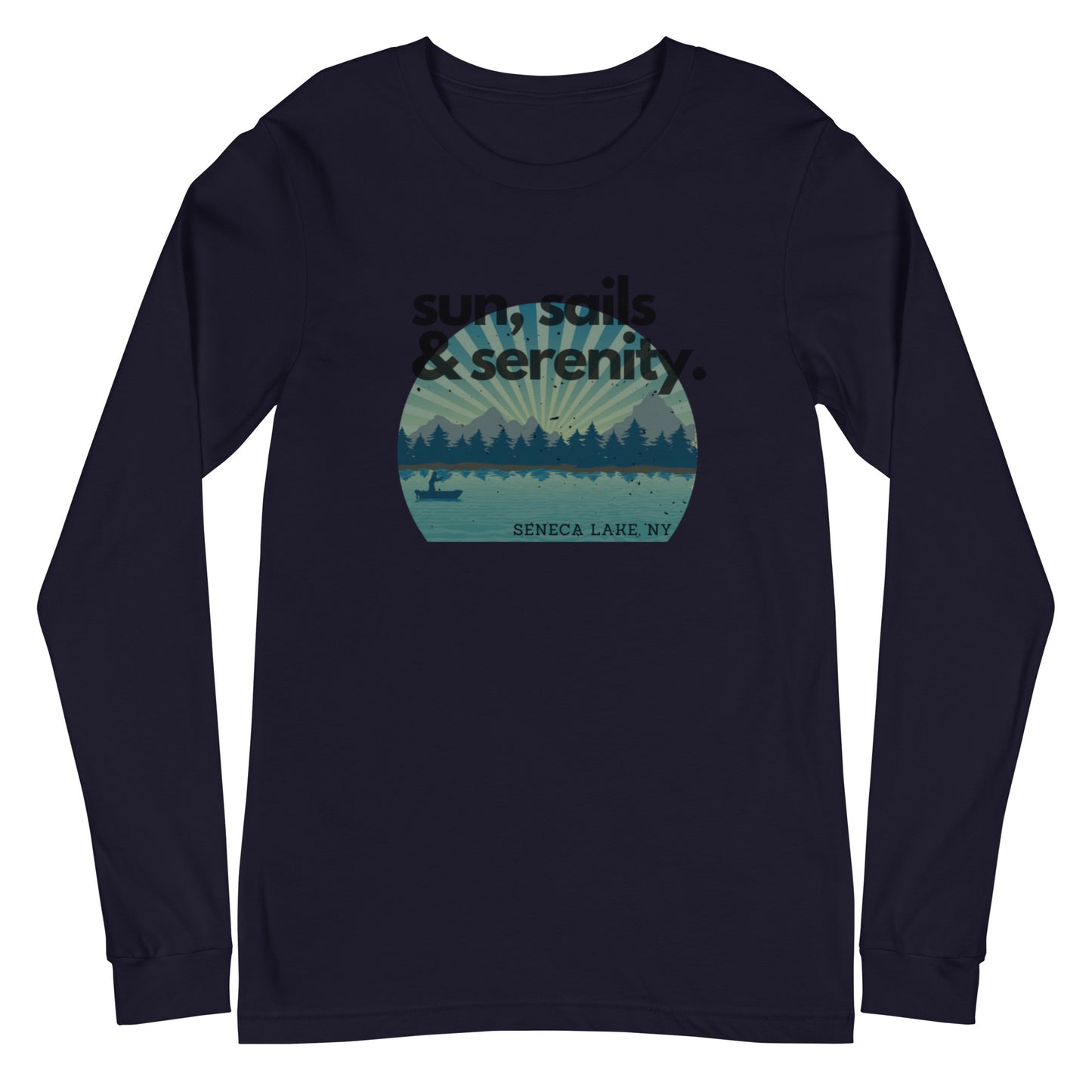 Unisex Long Sleeve Tee - Seneca Lake Sun, Sails & Serenity