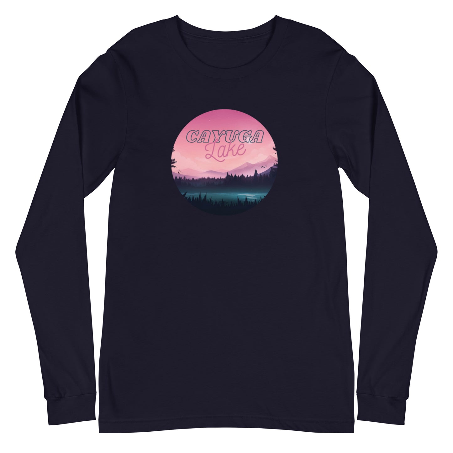 Unisex Long Sleeve Tee - Cayuga Lake pink sky