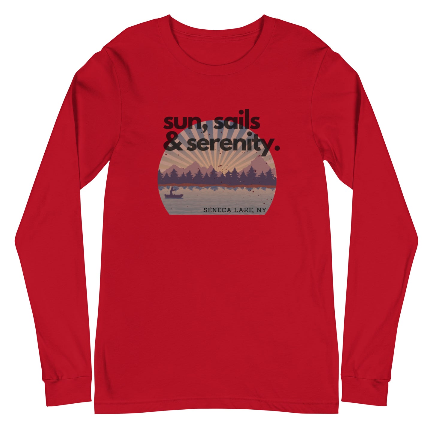 Unisex Long Sleeve Tee - Seneca Lake Sun, Sails & Serenity