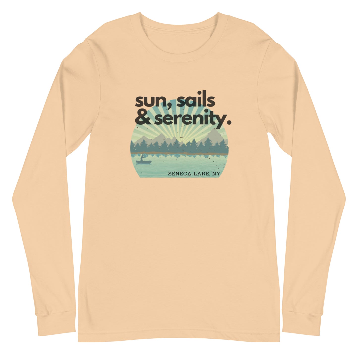 Unisex Long Sleeve Tee - Seneca Lake Sun, Sails & Serenity