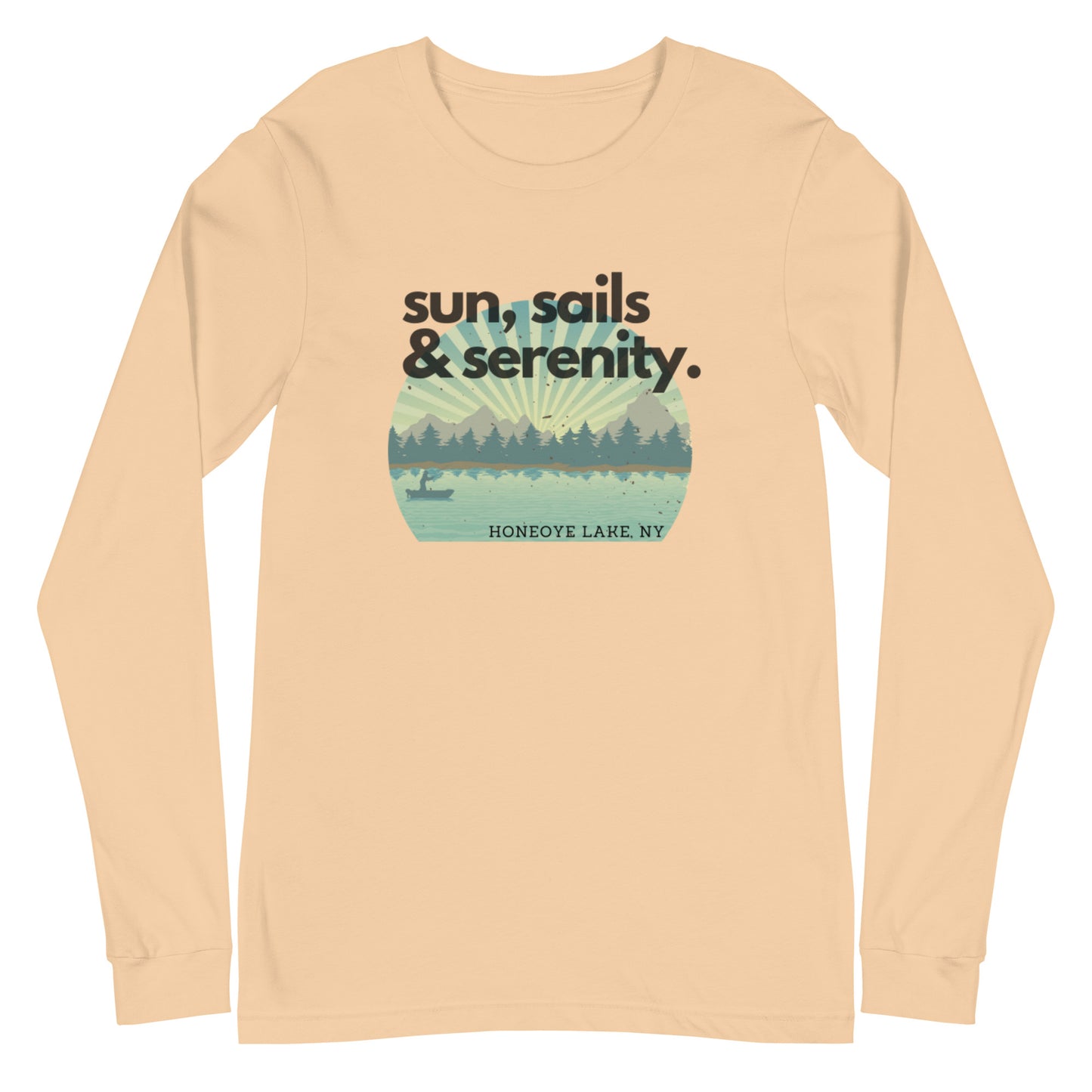 Unisex Long Sleeve Tee - Honeoye Lake Sun, Sails & Serenity