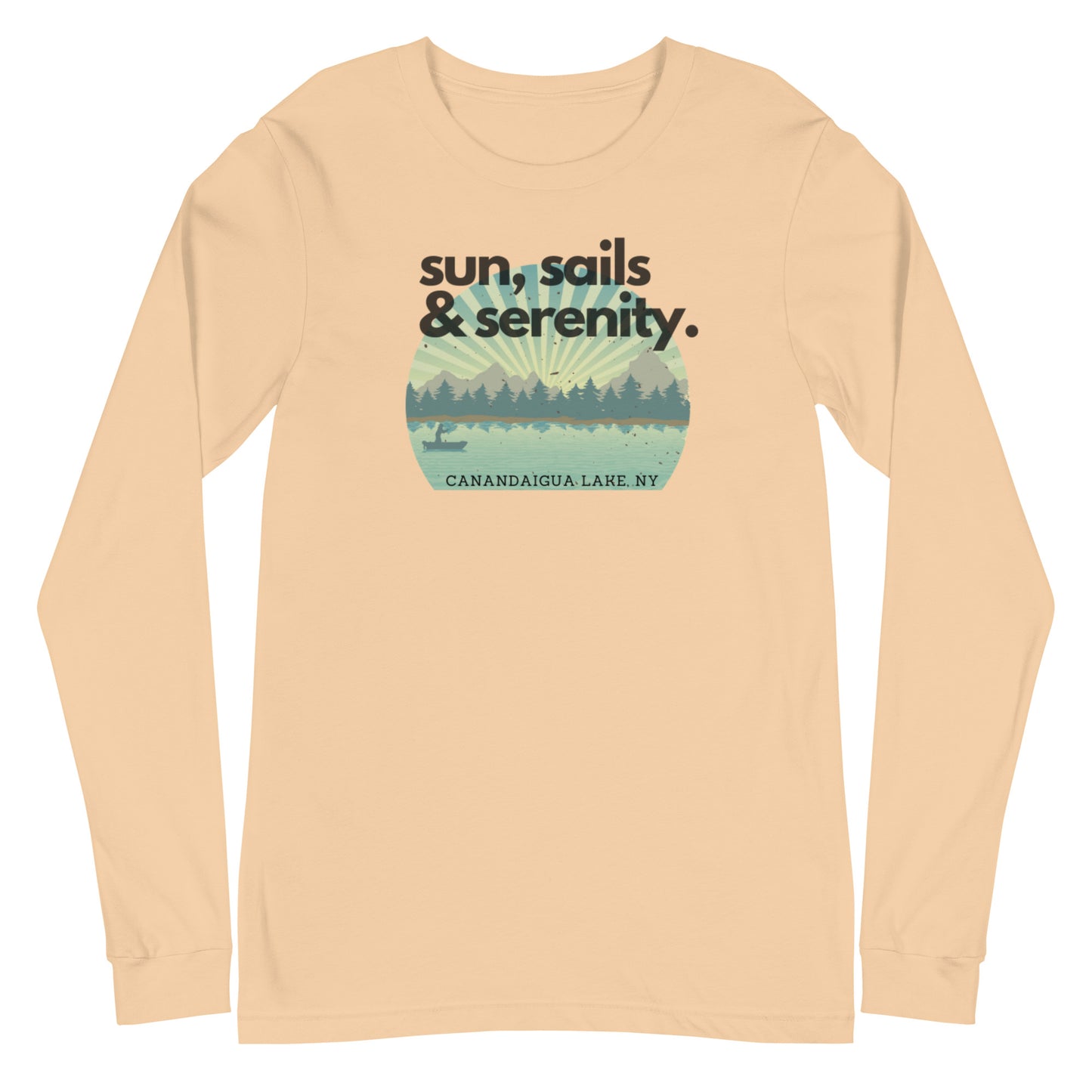 Unisex Long Sleeve Tee - Canandaigua Lake Sun, Sails & Serenity