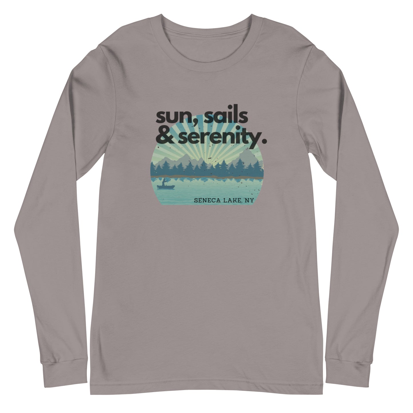 Unisex Long Sleeve Tee - Seneca Lake Sun, Sails & Serenity