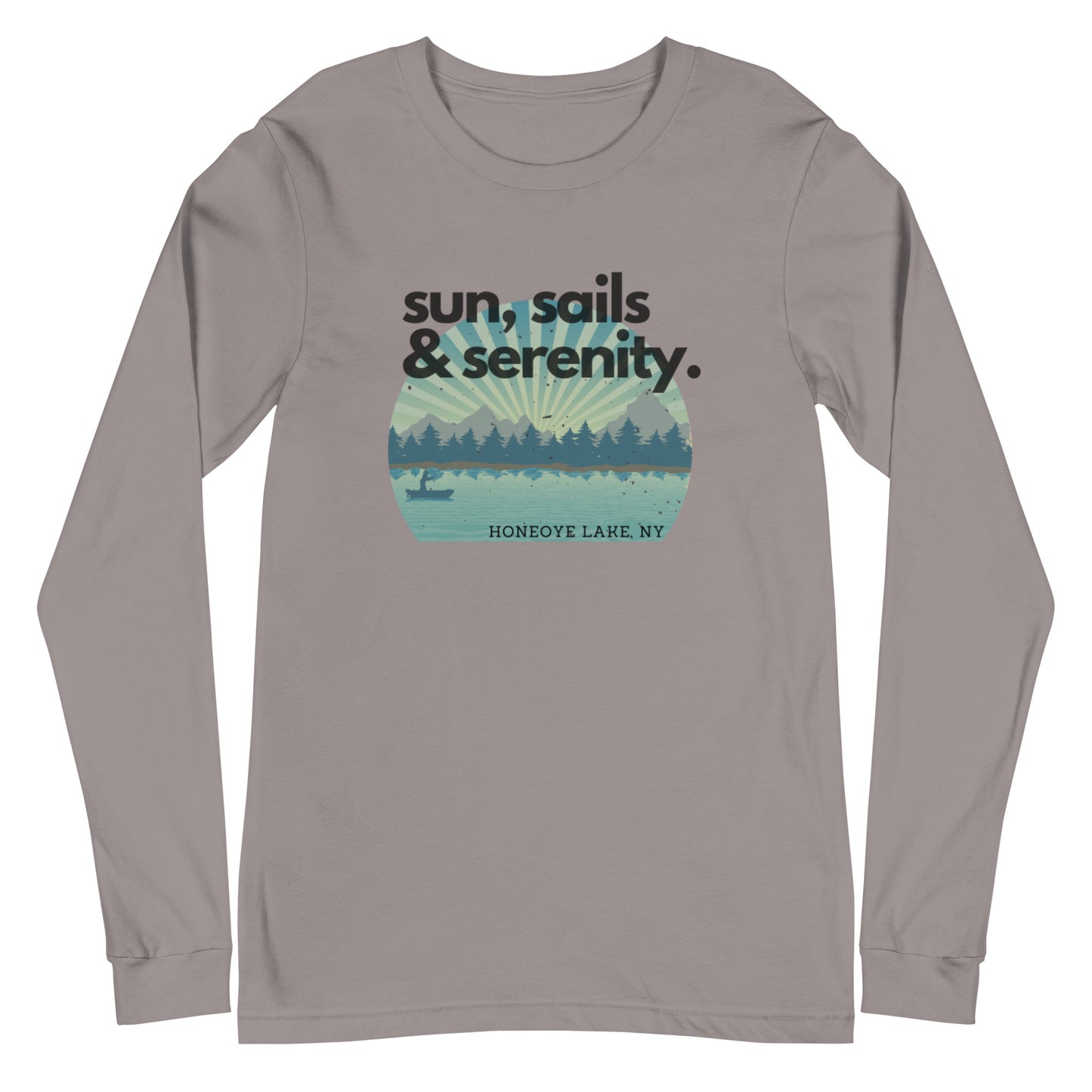 Unisex Long Sleeve Tee - Honeoye Lake Sun, Sails & Serenity