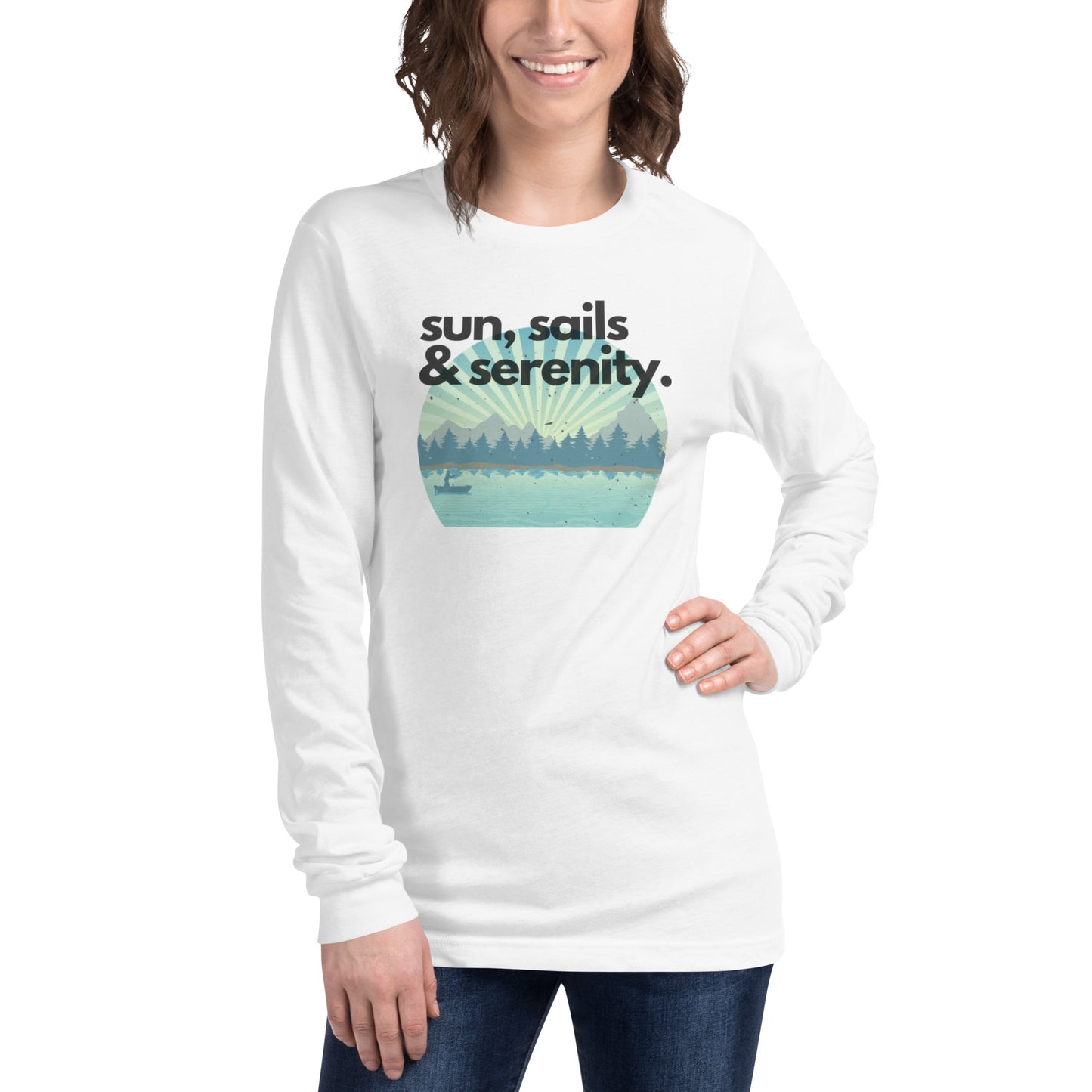 Unisex Long Sleeve Tee - Sun, Sails & Serenity