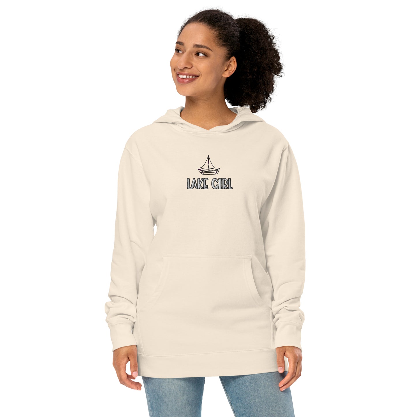 Lake Girl Simple Fish embroidered unisex midweight hoodie