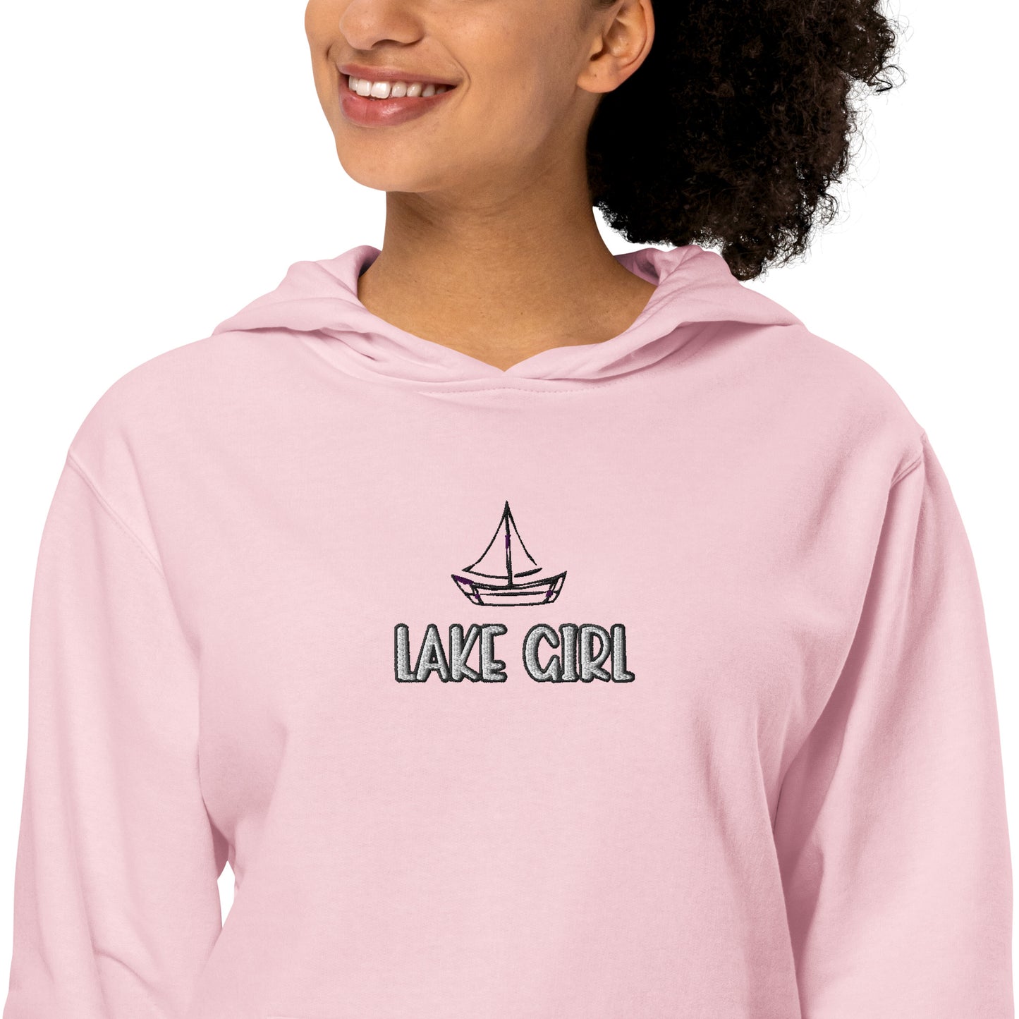 Lake Girl Simple Fish embroidered unisex midweight hoodie