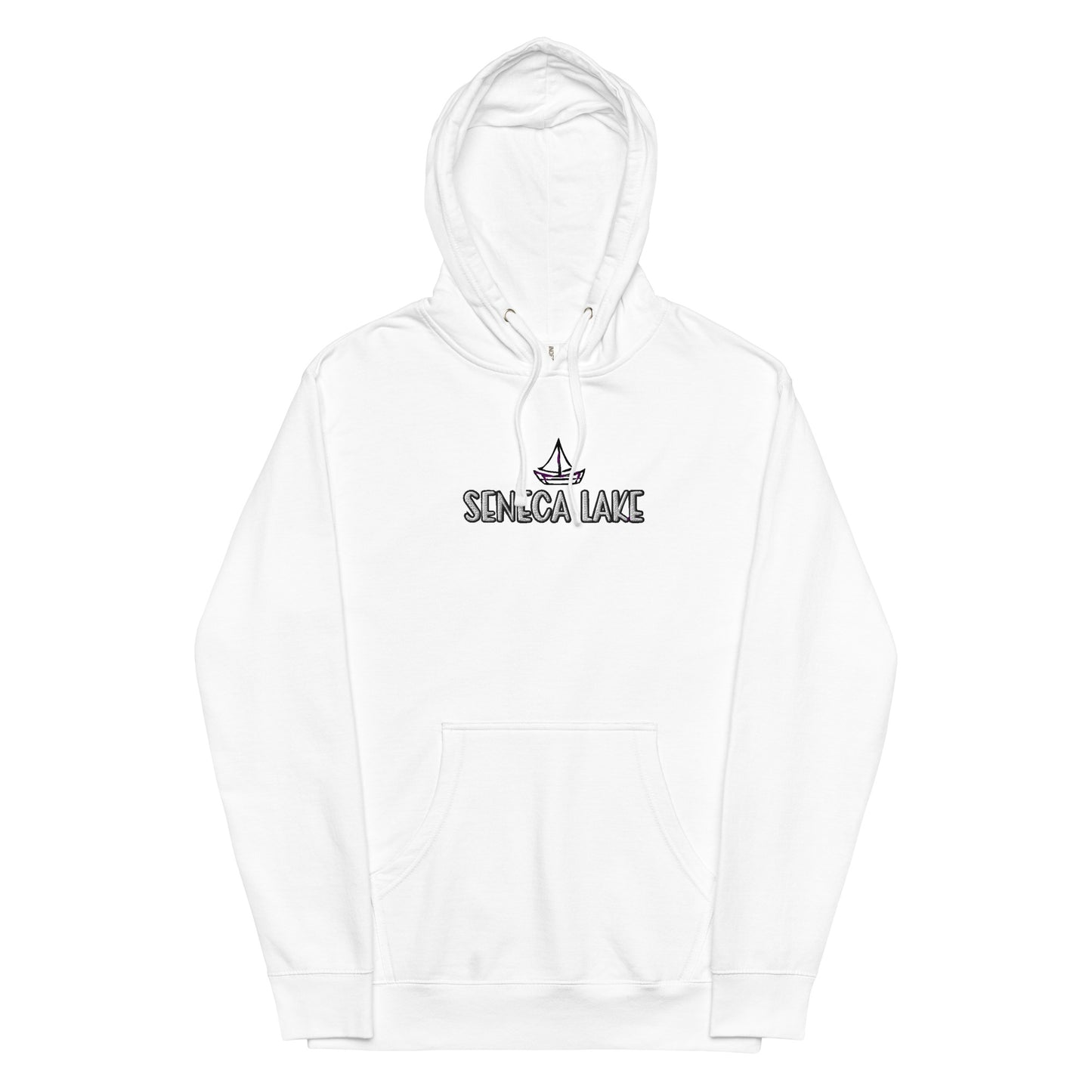 Seneca Lake Simple Sailboat embroidered unisex midweight hoodie