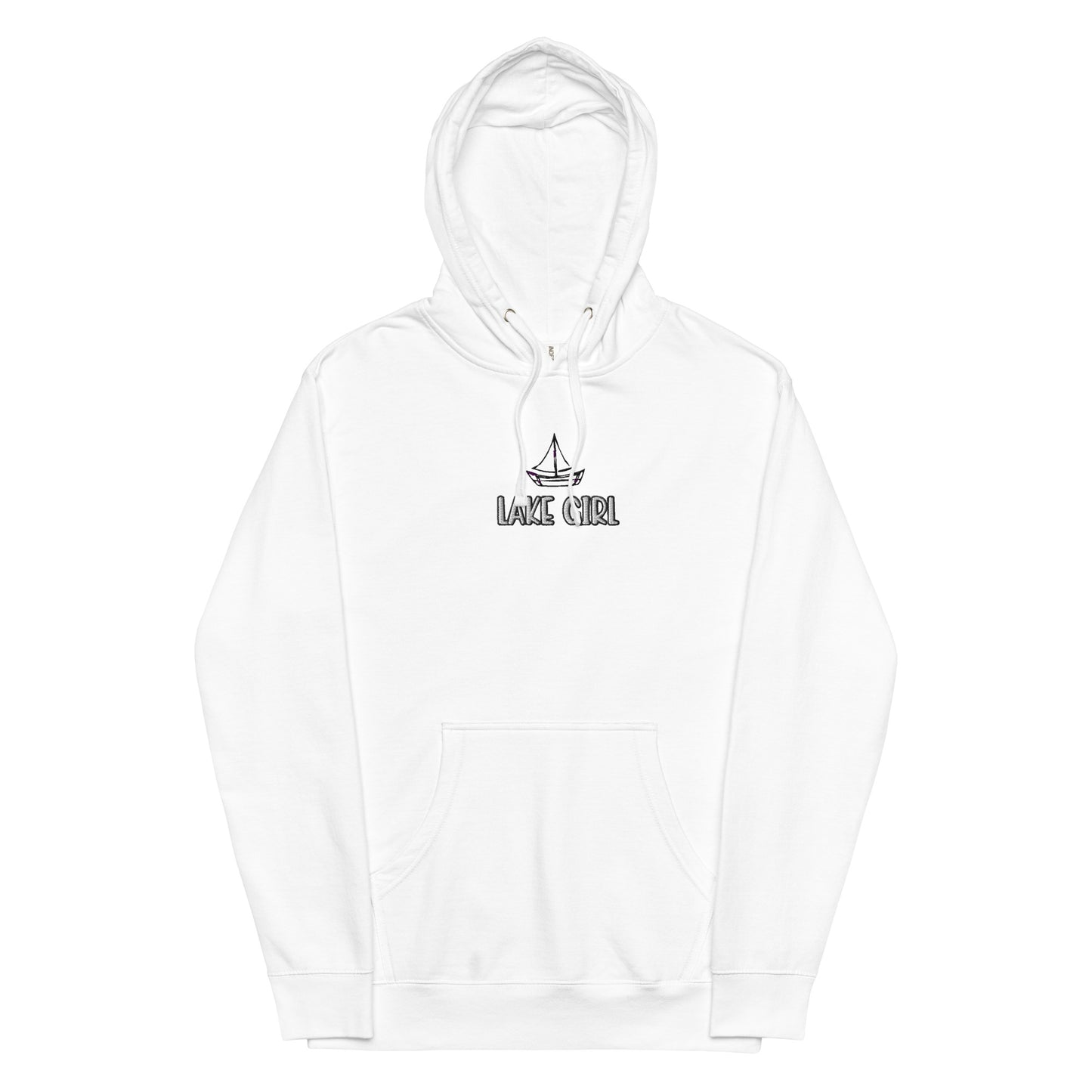 Lake Girl Simple Fish embroidered unisex midweight hoodie