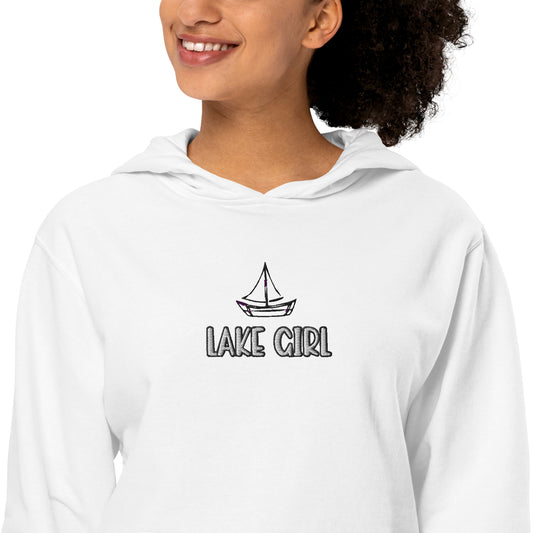 Lake Girl Simple Fish embroidered unisex midweight hoodie