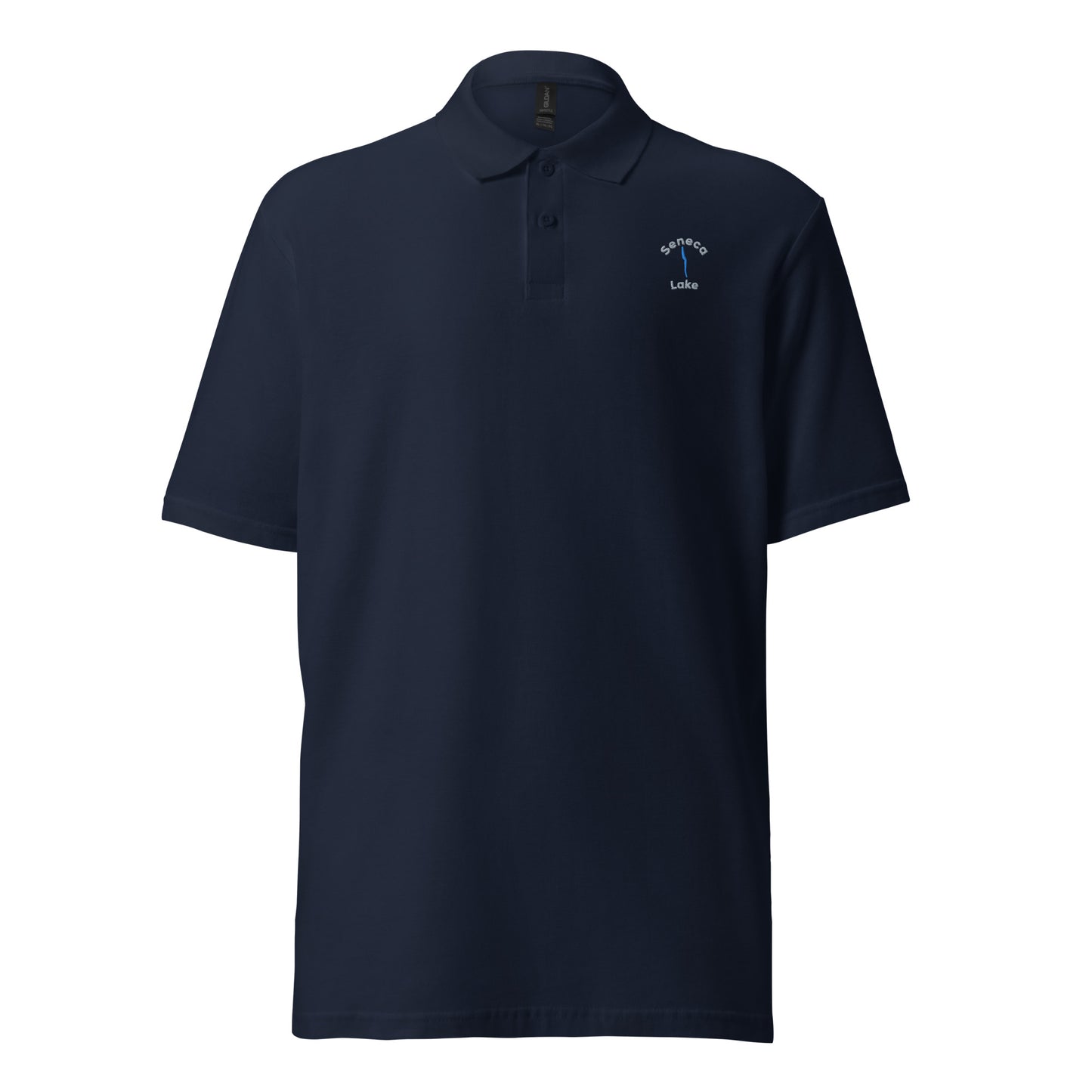 Unisex pique polo shirt - Seneca Lake w lake embroider