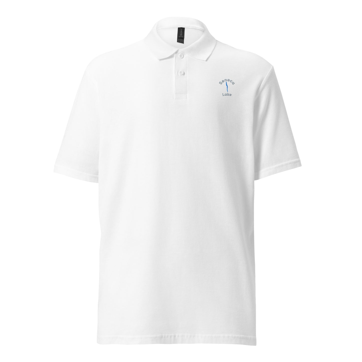 Unisex pique polo shirt - Seneca Lake w lake embroider