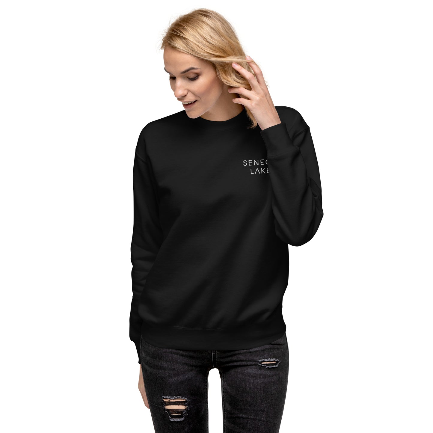 Unisex Premium Crewneck Sweatshirt - Seneca Lake Embroidered