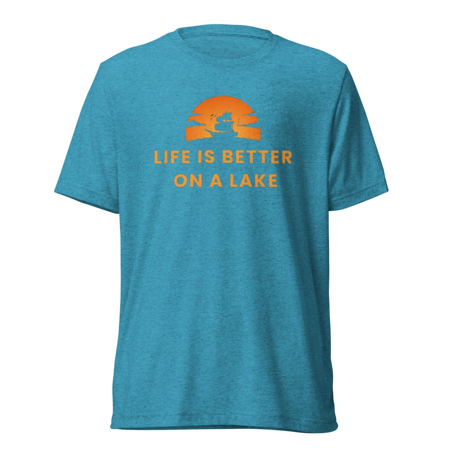 Short sleeve t-shirt - Life is Better on a Lake Blue Sailboat