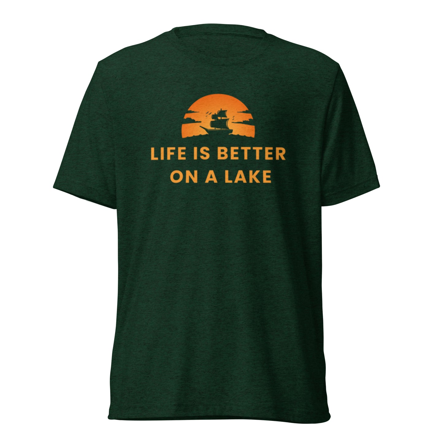 Short sleeve t-shirt - Life is Better on a Lake Blue Sailboat