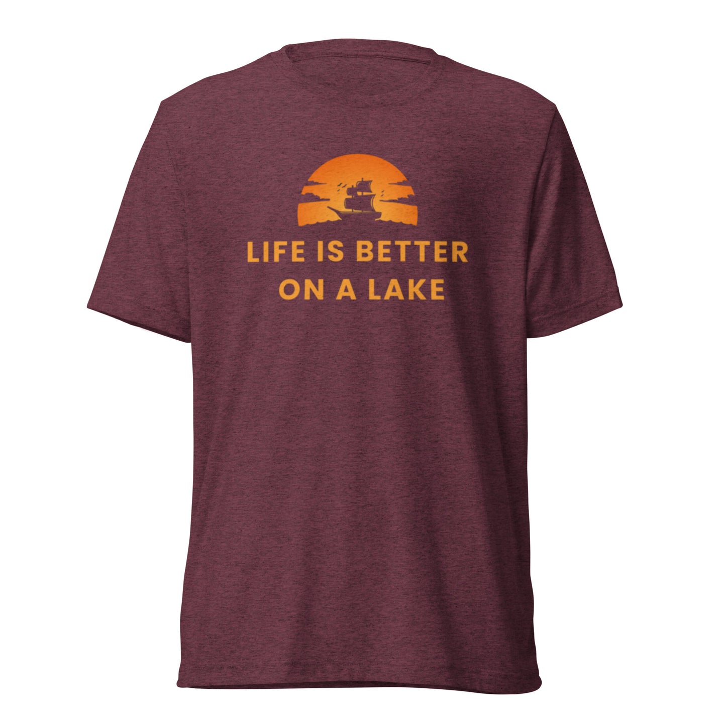 Short sleeve t-shirt - Life is Better on a Lake Blue Sailboat