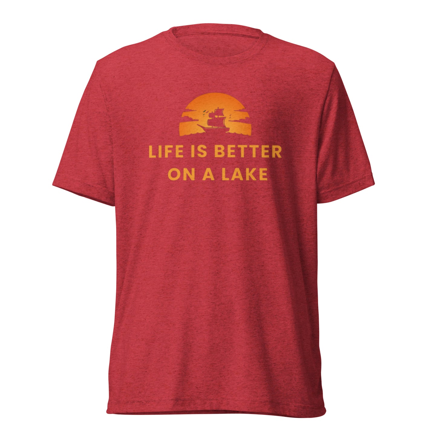 Short sleeve t-shirt - Life is Better on a Lake Blue Sailboat