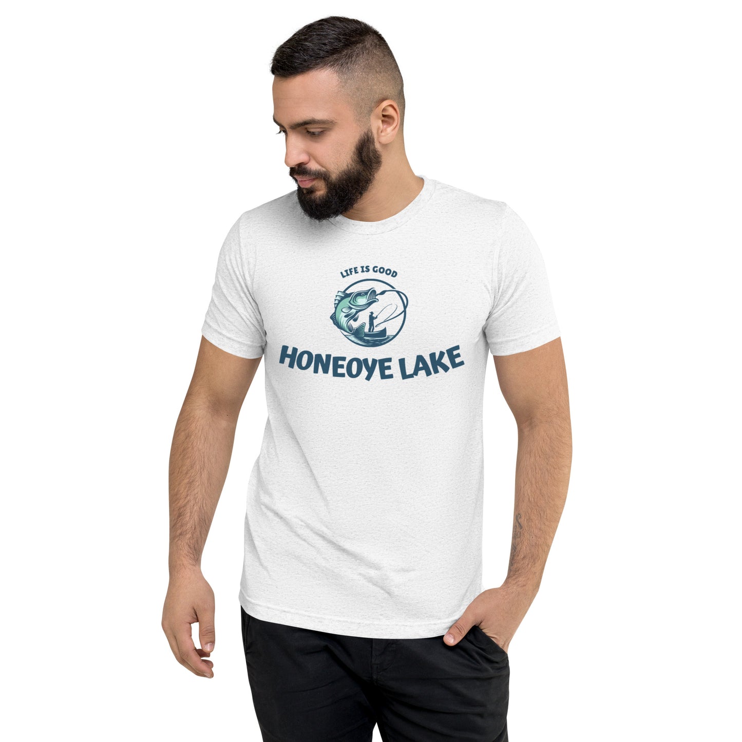 Short sleeve t-shirt - Honeoye Lake Life is Good Fisherman