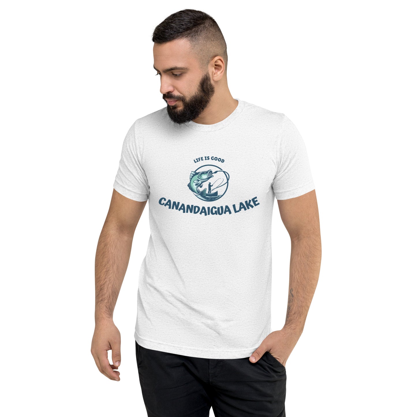 Short sleeve t-shirt - Canandaigua Lake Life is Good Fisherman