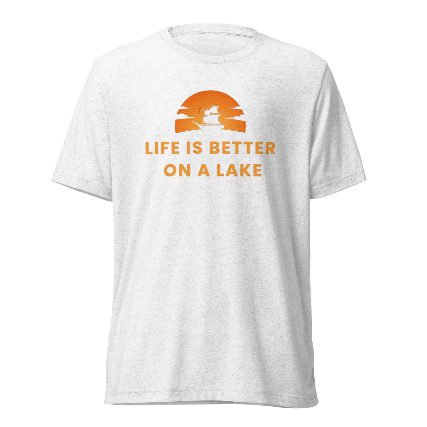 Short sleeve t-shirt - Life is Better on a Lake Blue Sailboat