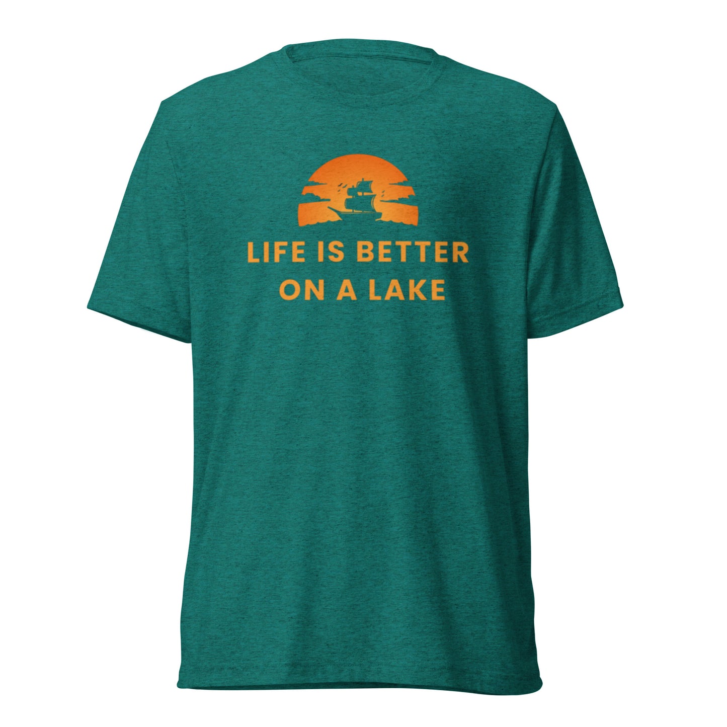 Short sleeve t-shirt - Life is Better on a Lake Blue Sailboat