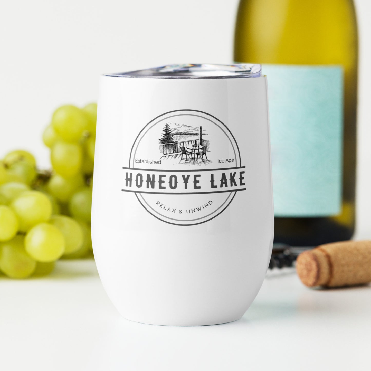 Wine tumbler - Honeoye Lake View from a Deck