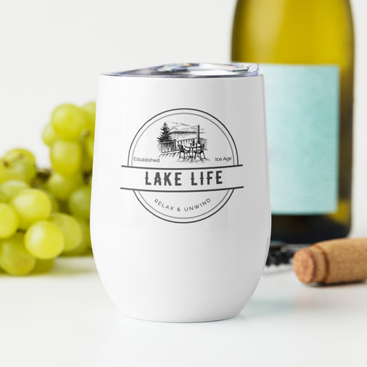 Wine tumbler - Lake Life View from a Deck