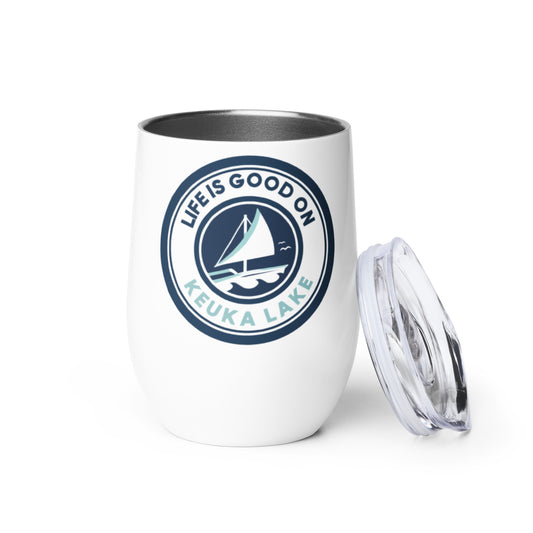 Wine tumbler - Life is Good on Keuka Lake Sailboat 1