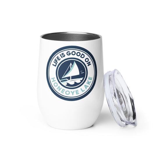 Wine tumbler - Life is Good on Honeoye Lake Sailboat 1